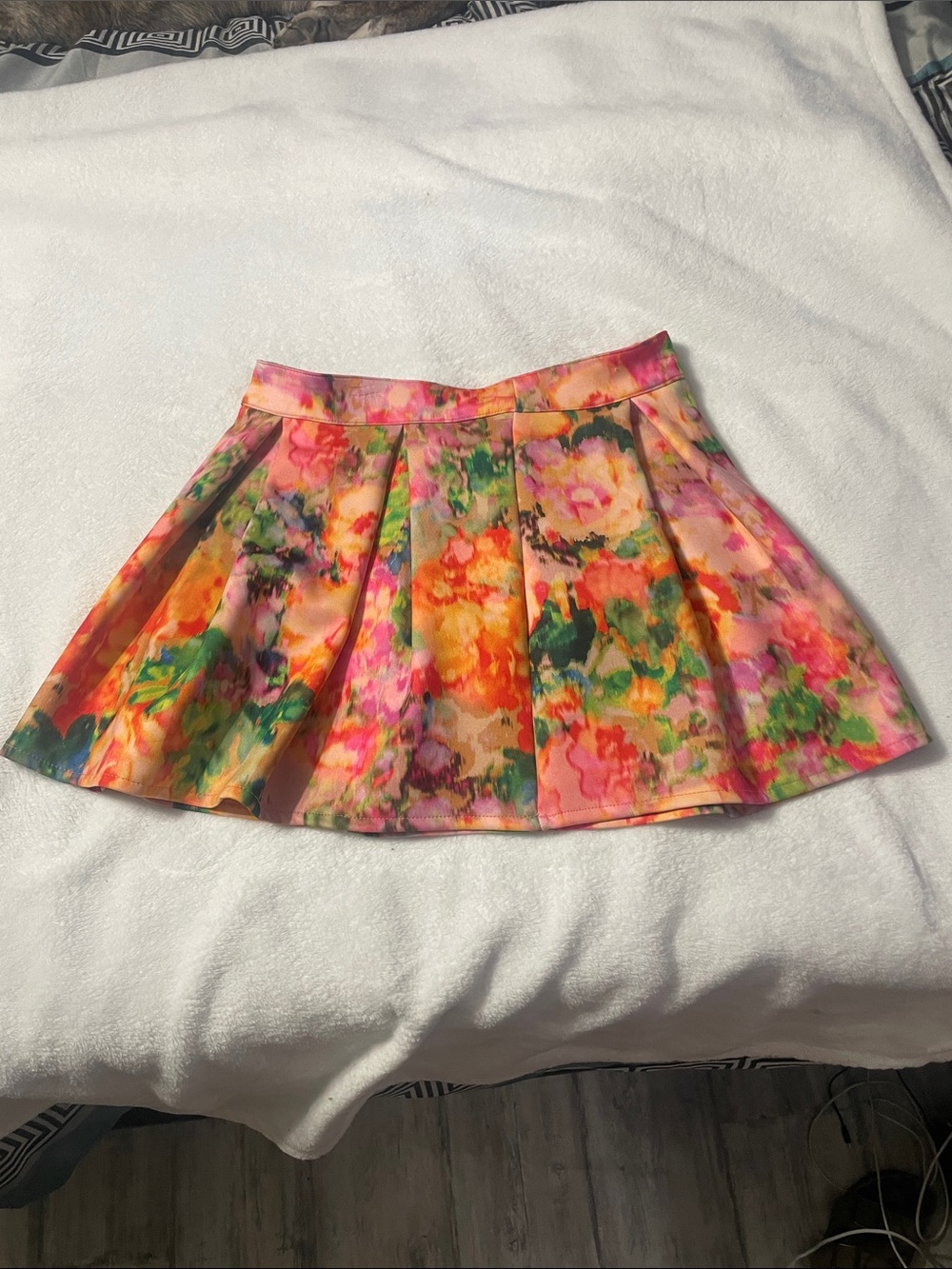 Abercrombie & Fitch Floral Circle Skater Skirt - Pink, Orange & Green